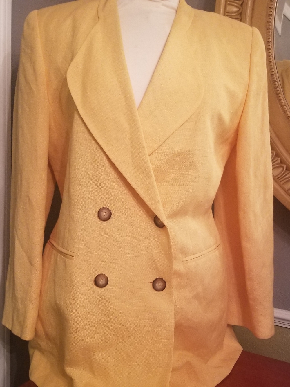 Harve Bernard Yellow Double-Breasted Women's Blazer Jacket
